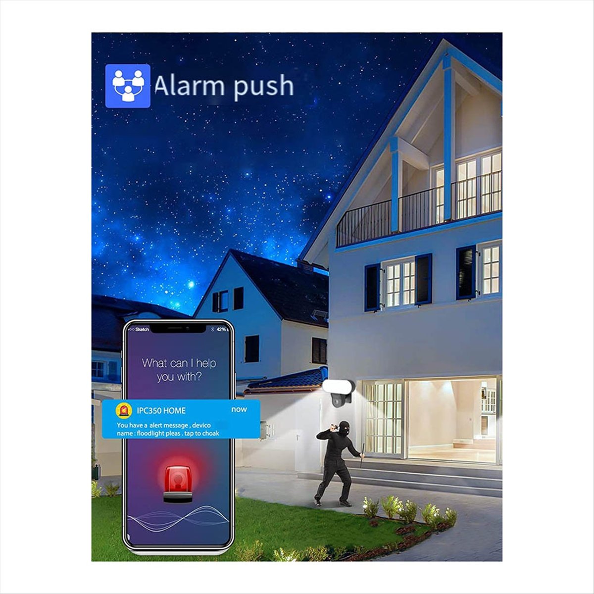 Smart Garden Accessories - Caméra WiFi Tuya A43M, lampe murale